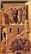 Duccio di Buoninsegna Peter's First Denial of Christ and Christ Before the High Priest Annas oil on canvas
